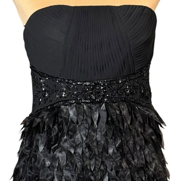 Sue Wong Cocktail Mini Dress Sz.8 Black Beaded Strapless Formal Event Glam - Picture 3 of 16